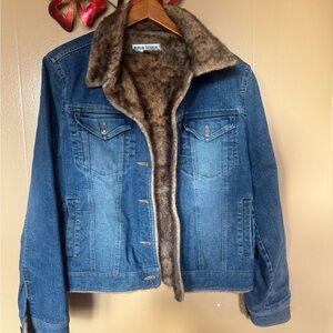 Denim Jacket with Faux Fur Lining